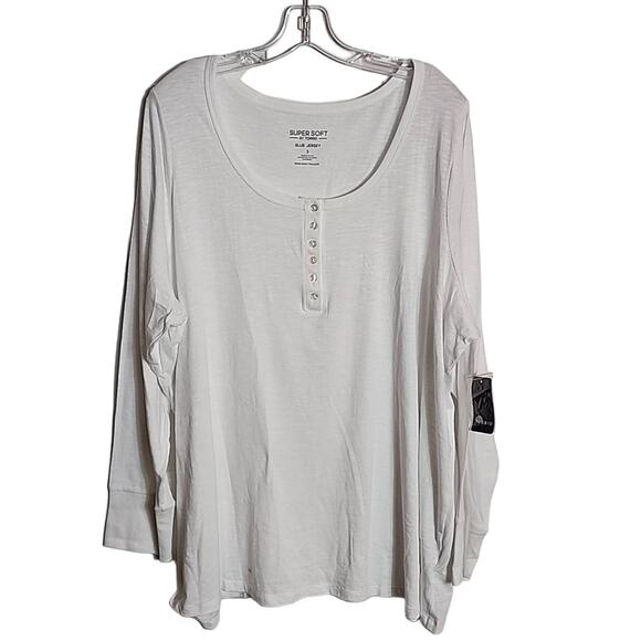 Torrid Bright White Supersoft Slub Scoop Neck Henley Tee. NWT, 3X - Picture 1 of 8